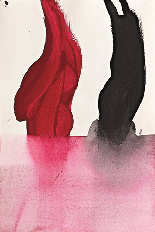 Salvatore Garau - Rosso e nero in immersione - Pigmenti su carta, 2013, cm 45,5x30,5